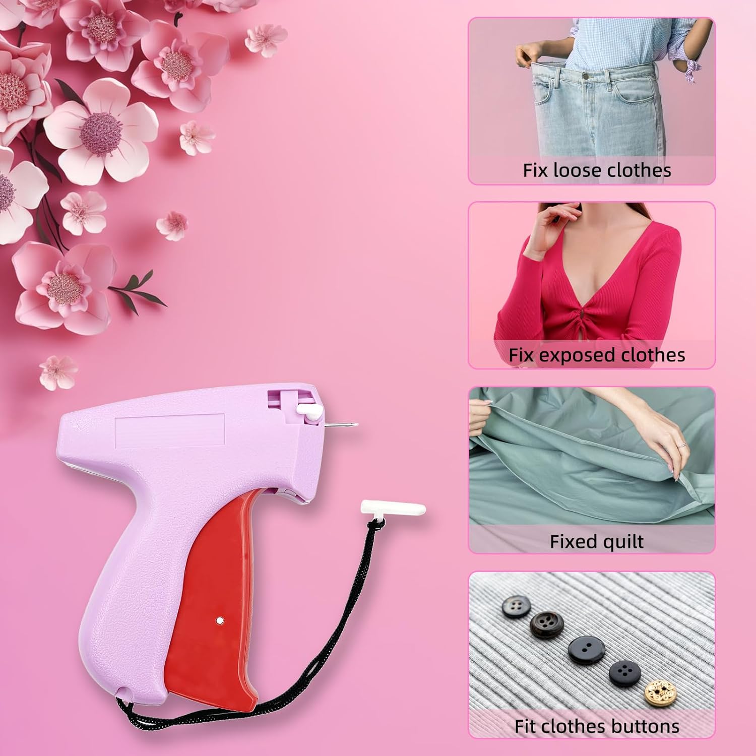 Fine Stitch Gun Mini Stitch Gun Kit for Clothes, Quick Clothing Fixer with 6 Fine Needles, 1000 5mm Fasteners and Case, Speedy Clothing Fixer Stitch Gun for Clothes Quick Stitch Gun for Clothes