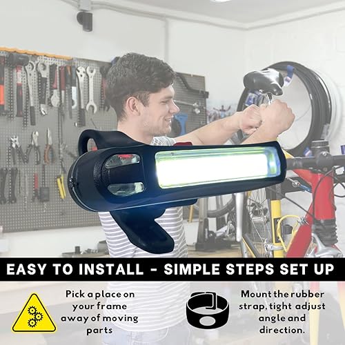 Miniatura 9 de Luces de bicicleta ultra brillantes para montar por la noche, LED recargable para bicicletas, resistentes a la intemperie, múltiples modos. montaje