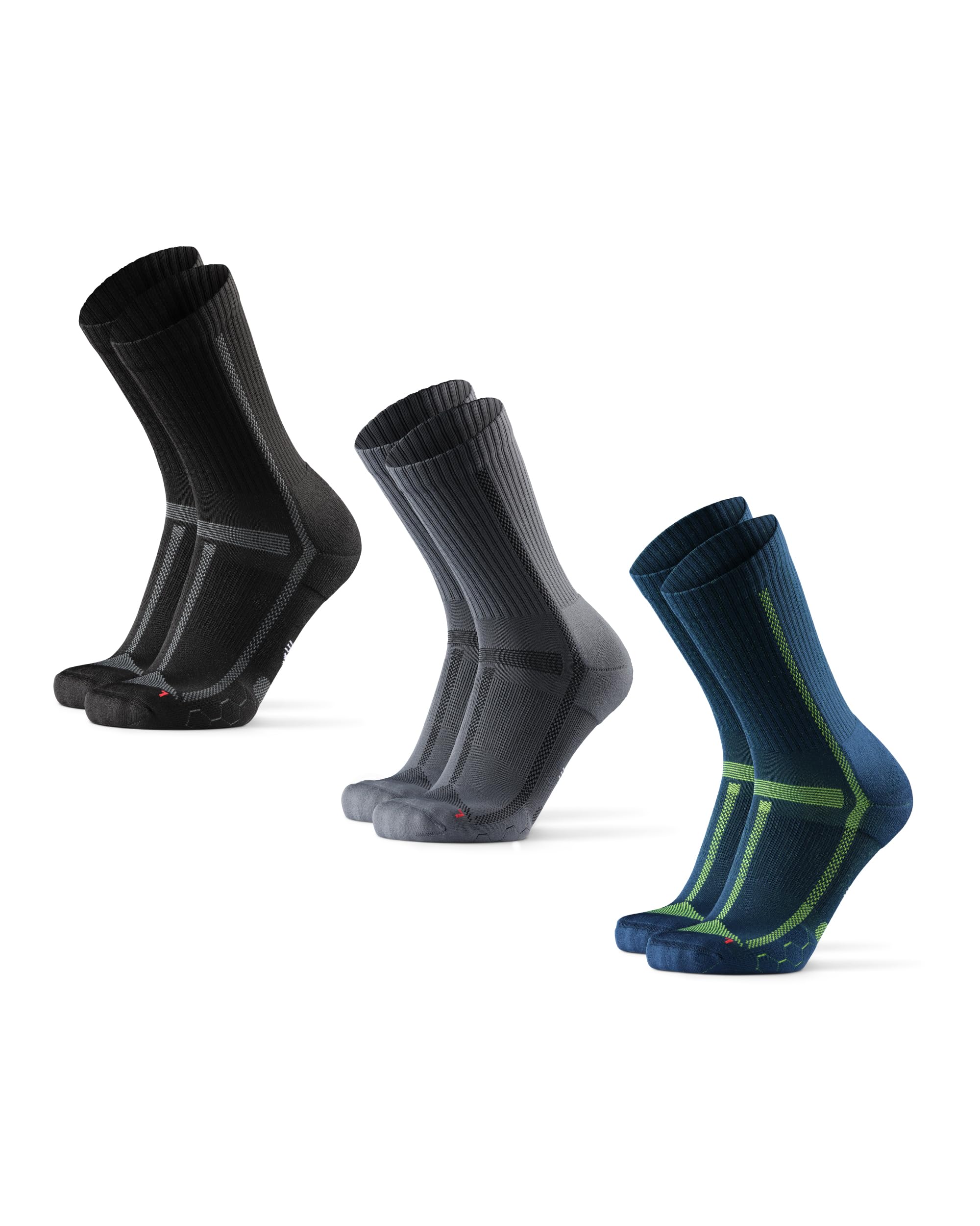 DANISH ENDURANCE Cushioned Running Socks for Long Distances, Anti-Blister Crew Socks, Sweat Wicking, for Men & Women, Unisex, 3 or 5 Pack