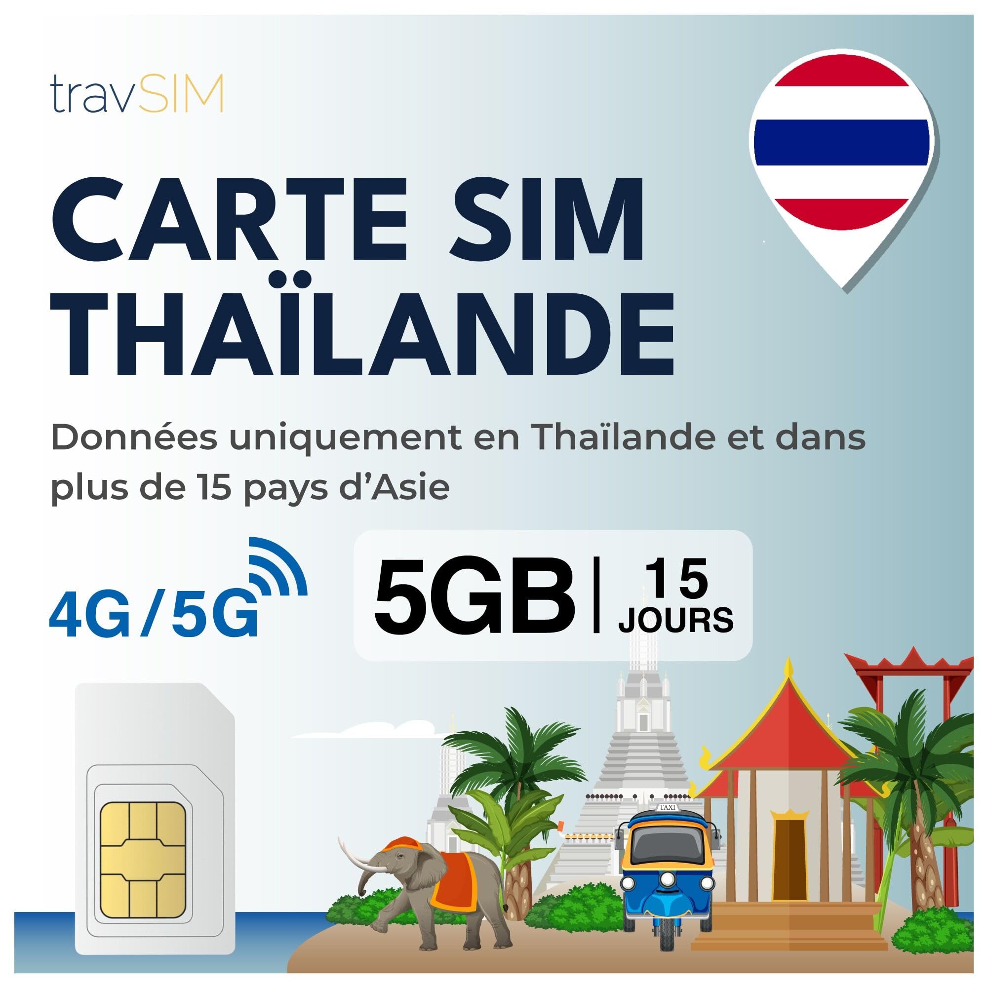 Carte SIM Thaïlande travSIM 5Go | Internet mobile 15 jours iOS Android - 8