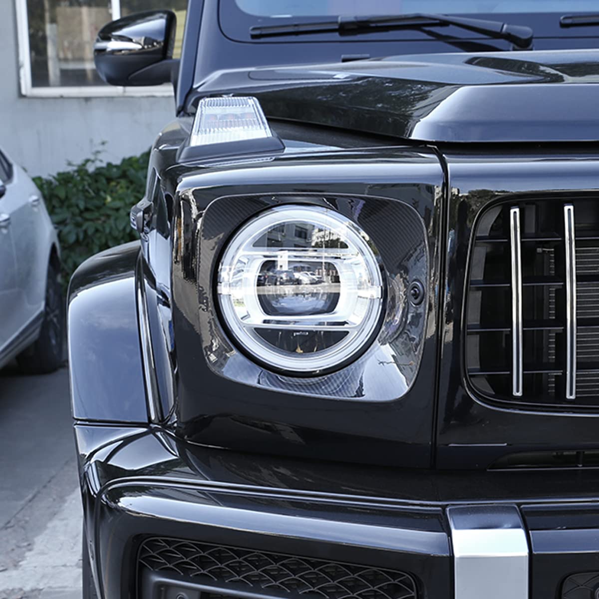 for Mercedes-Benz G-Class W463 G63 W464 2019-2020 Car Styling Real Carbon Fiber Car Headlight Panel Frame Sticker Car External Accessories
