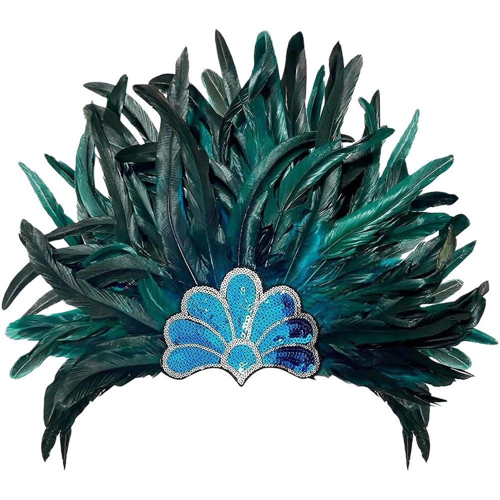 Sanfly Carnival Feather Headpiece, Vintage Feather Headband Showgirl Headband Carnival Headband Fascinator Headdress for Masquerade Costume Party