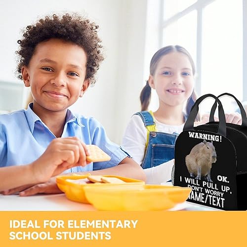 Miniatura 7 de Bolsa de almuerzo reutilizable Capybara personalizada, bolsas de almuerzo con aislamiento medio con correa para el hombro, lonchera divertida para