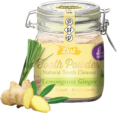 Miniatura 1 de The Dirt Polvo de dientes - Sin flúor - Remineralizante con aceites esenciales y arcilla de bentonita - Alternativa de pasta de dientes natural -