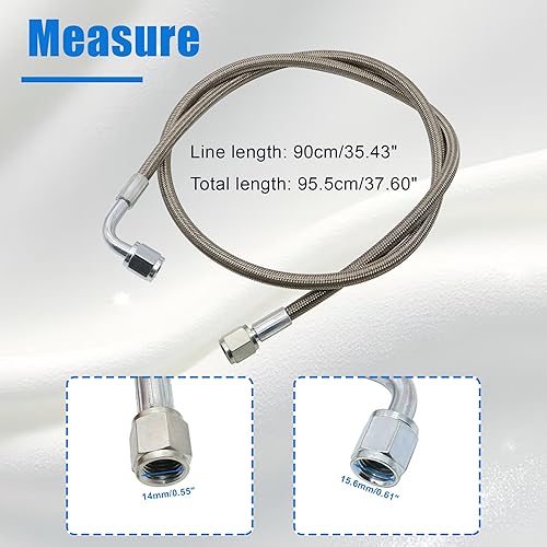 Miniatura 32 de GXARTS Línea de alimentación de aceite Turbo 4AN - Manguera trenzada de acero inoxidable de 12 pulgadas - Extremo recto de 90 grados