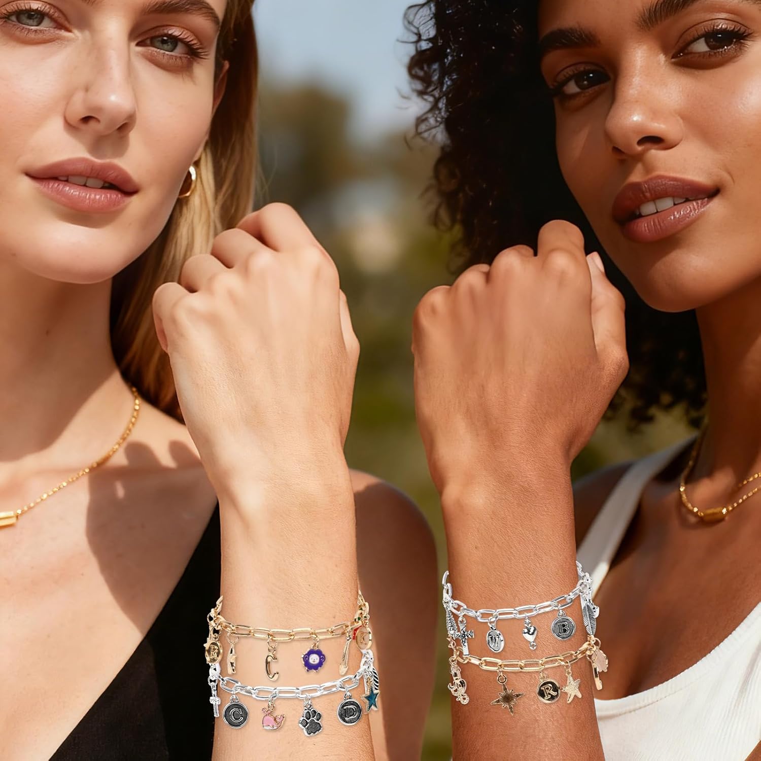 SANNIX 486Pcs Charm Bracelet Making Kit, Including 16 Bangles 228 Charms 240 Jump Rings and Pliers Tools for Crafts, Gold Silver Charm Chain for DIY Bracelet Making Supplies - Image 5