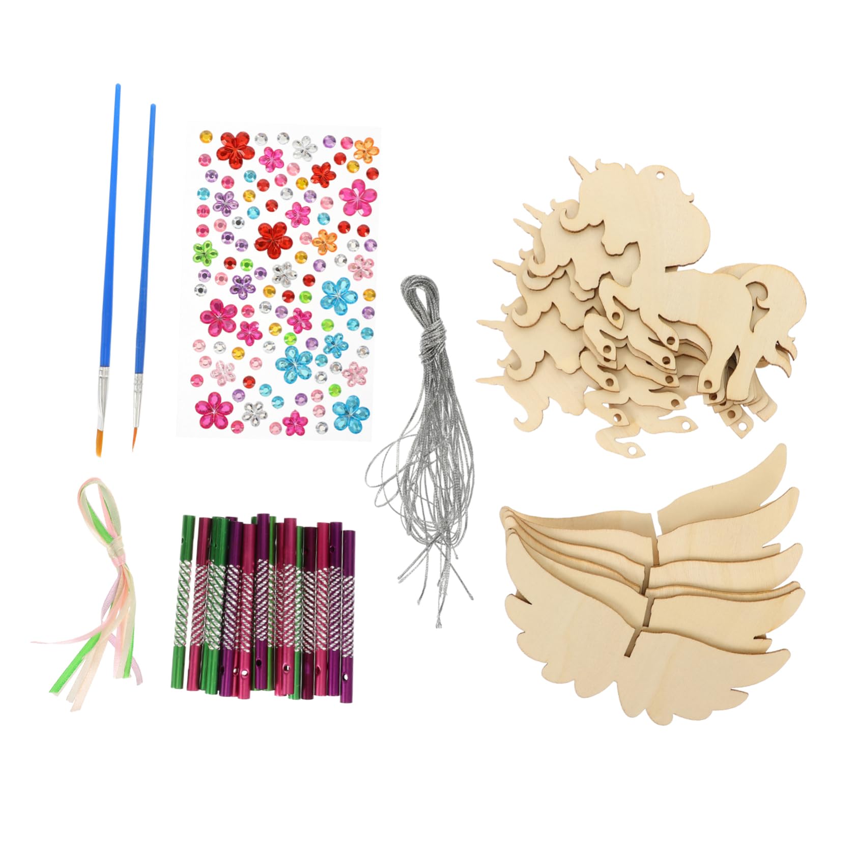 3 Set Fai da Te Campanelli Eolici in Legno Non Verniciato con Animali Decorazione Sospesa per Casa e Unicorni e per Lavoretti Creativi e Atmosfera Rilassante