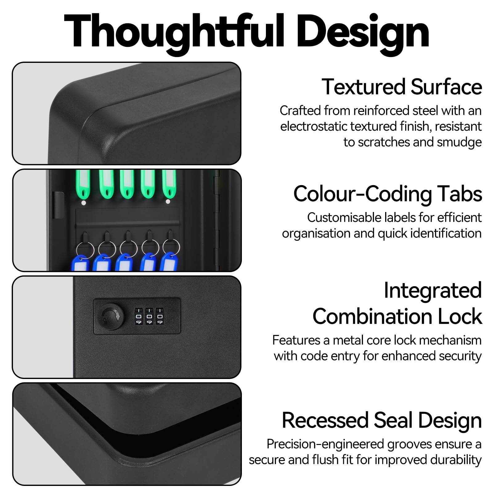 PopuLike 20-Key Cabinet with Combination Lock, Wall Mounted Security Key Storage Box with Resettable Code - Image 4