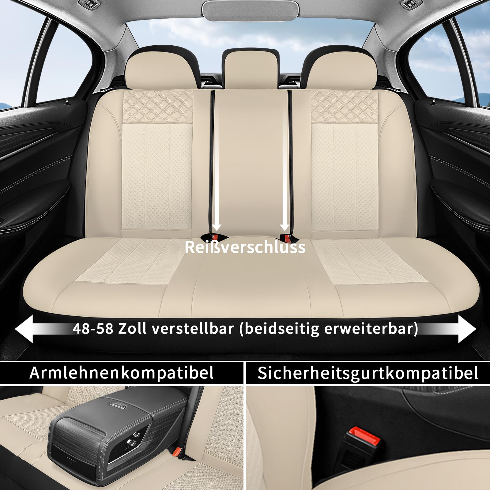 FLORICH Coprisedili per Auto Coprisedili Anteriori, in Pelle PU e Air-Mesh Coprisedili Traspiranti Coprisedili Interni Adatti alla Maggior parte Delle Autovetture, SUV (Anteriori, Beige)