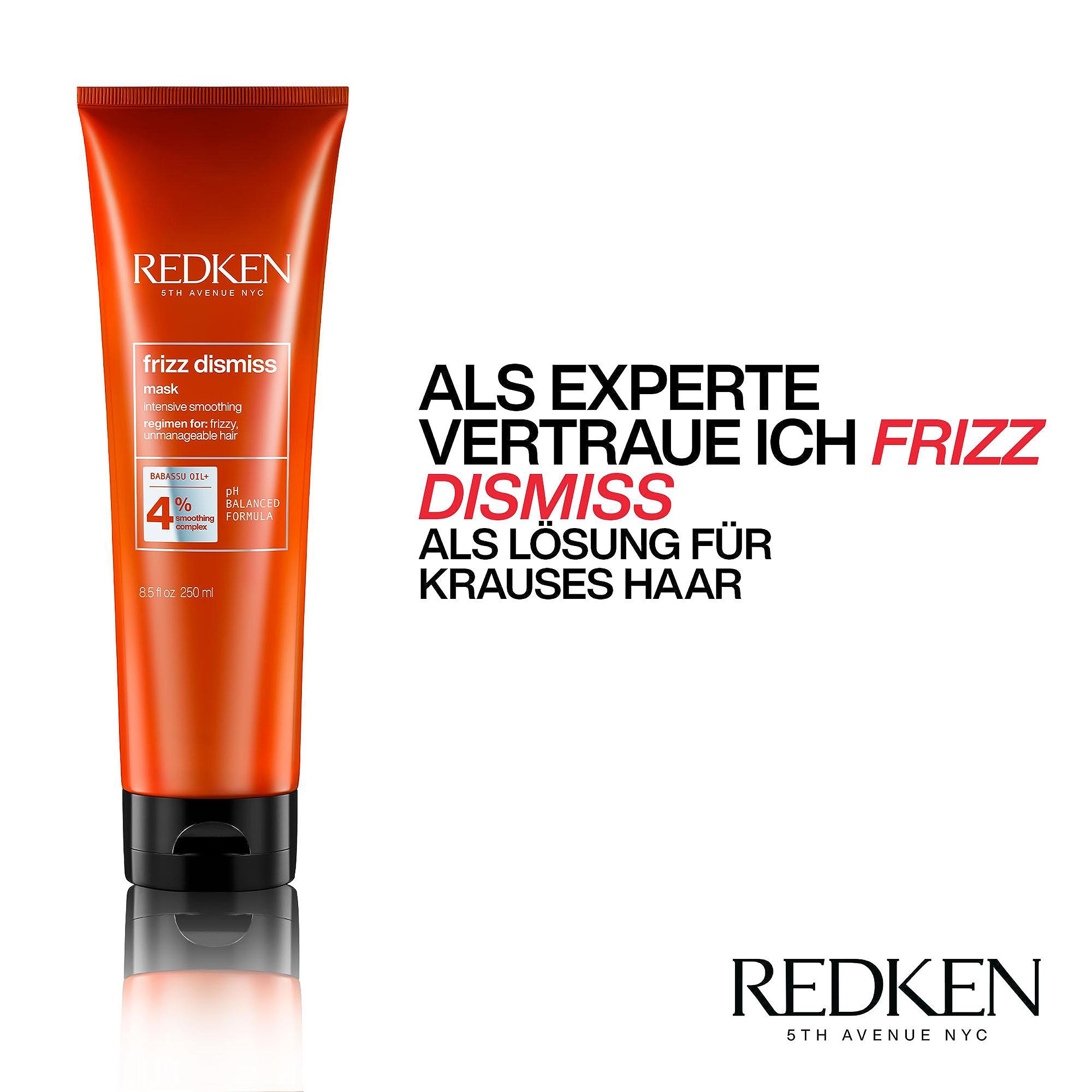 Redken Haarmaske mit Anti-Frizz-Effekt für widerspenstiges Haar, Mit Babassu-Öl und Smoothing Komplex, Frizz Dismiss Mask, 1 x 250 ml