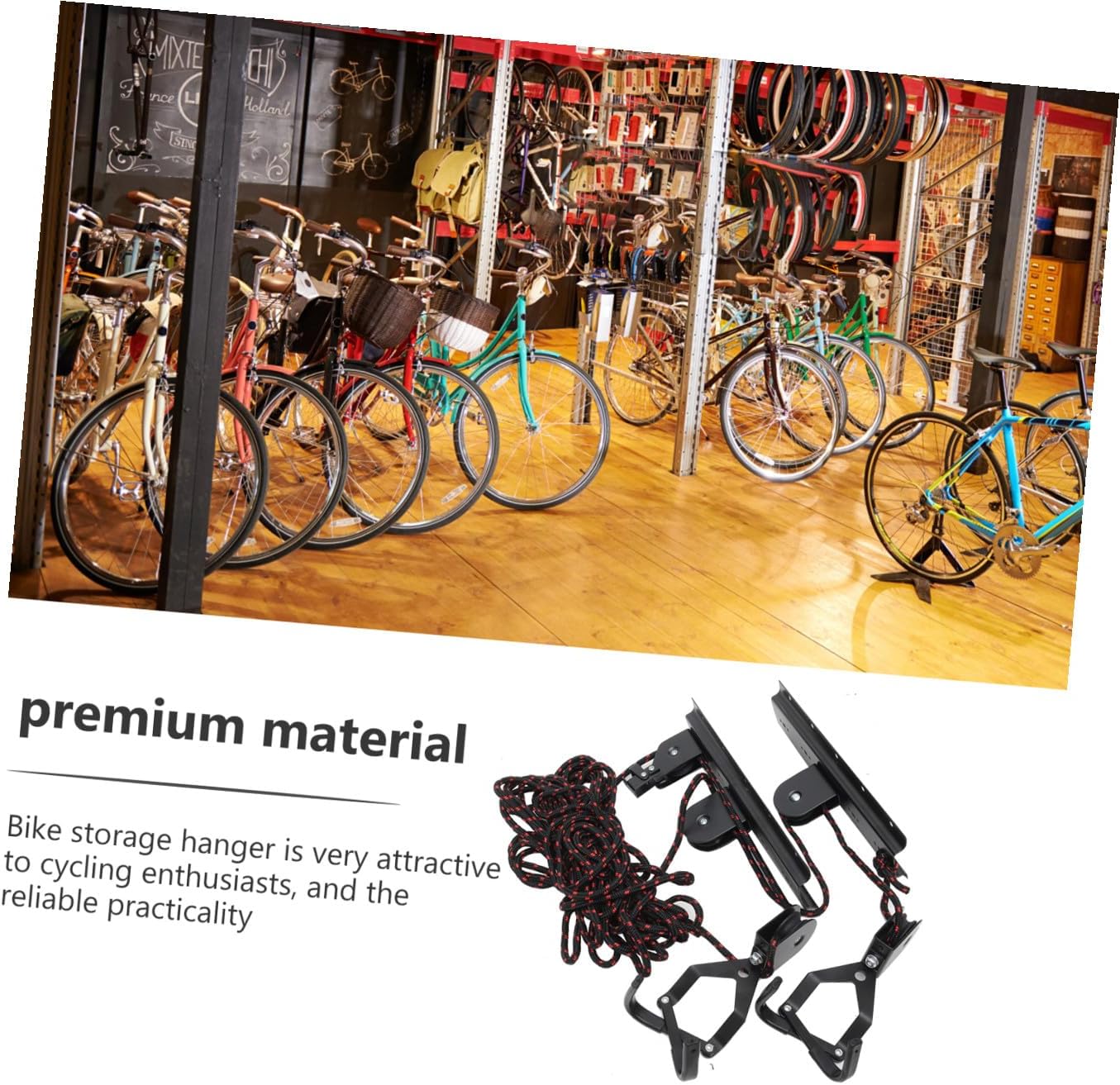 Bike Ceiling Mount Rack Heavy Duty Bicycle Hook Wall Storage Pulley System for Garage Indoor Bike Hanging Organizer Random Color