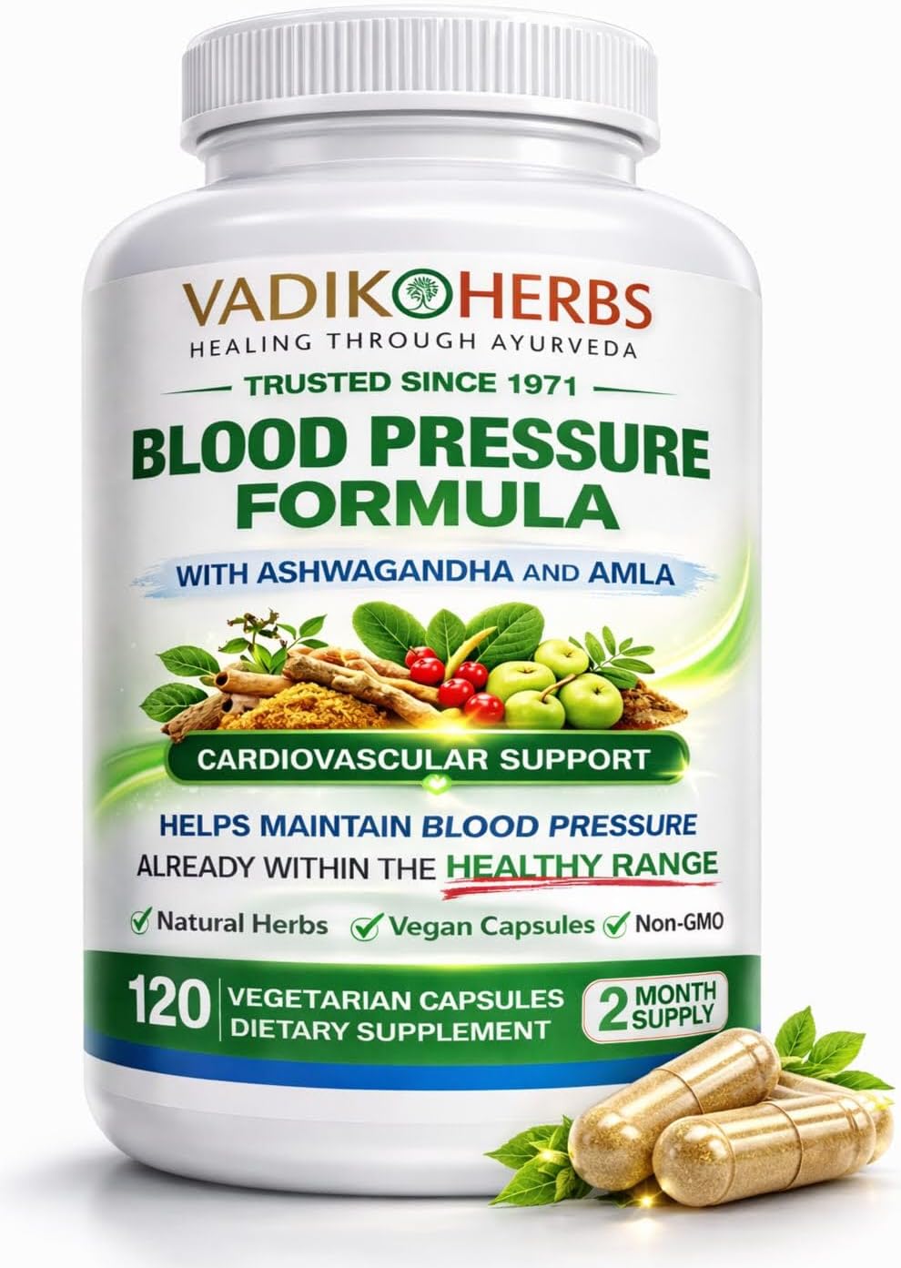 Vadik Herbs Ayurvedic Cardiovascular Support Supplement | 10-Herb Formula with Arjuna, Ashwagandha, Rauwolfia & Shilajit | Heart & Circulatory Wellness | No Fillers | 120 Vegetarian Capsules