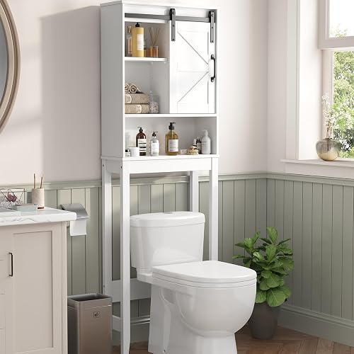 Over The Toilet Storage Cabinet, Bathroom Organizer with Adjustable Shelves