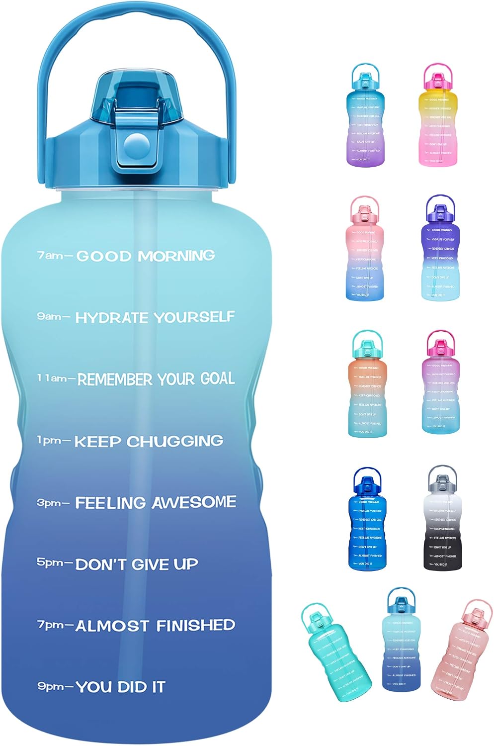 Venture Pal Large Half Gallon/64oz Motivational Water Bottle with Time Marker & Straw,Leakproof Tritan BPA Free Water Jug,Ensure You Drink Enough Water Daily for Fitness,Gym and Outdoor Sports