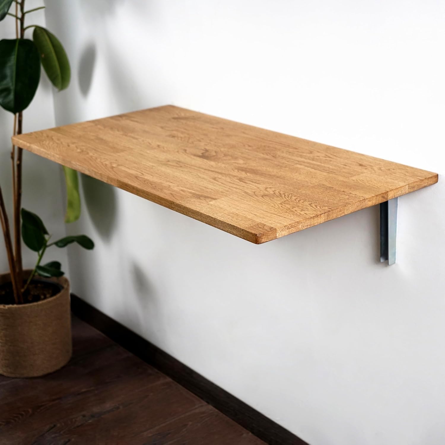 Space Saving Fold Down Wall Mount Desk, Length 35" x Width 17", Mounted Floating Table, Folding Desks, Drop-Leaf Wall Tables, Murphy Table for Study, Bedroom, Bathroom or Laundry Room, Natural