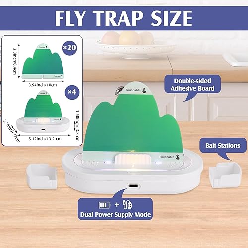 Miniatura 3 de Trampas para moscas de frutas para interiores y exteriores, trampa para moscas de doble cara para interiores, trampas recargables para insectos