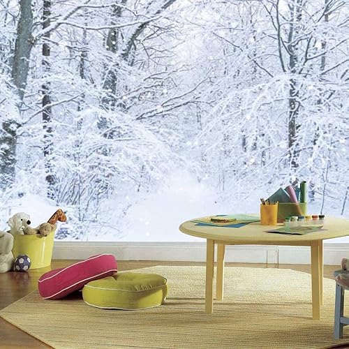 Miniatura 3 de Papel tapiz moderno 3D de bosque de pinos de invierno muy cubierto despegar y pegar calcomanías autoadhesivas de PVC para habitación de niños