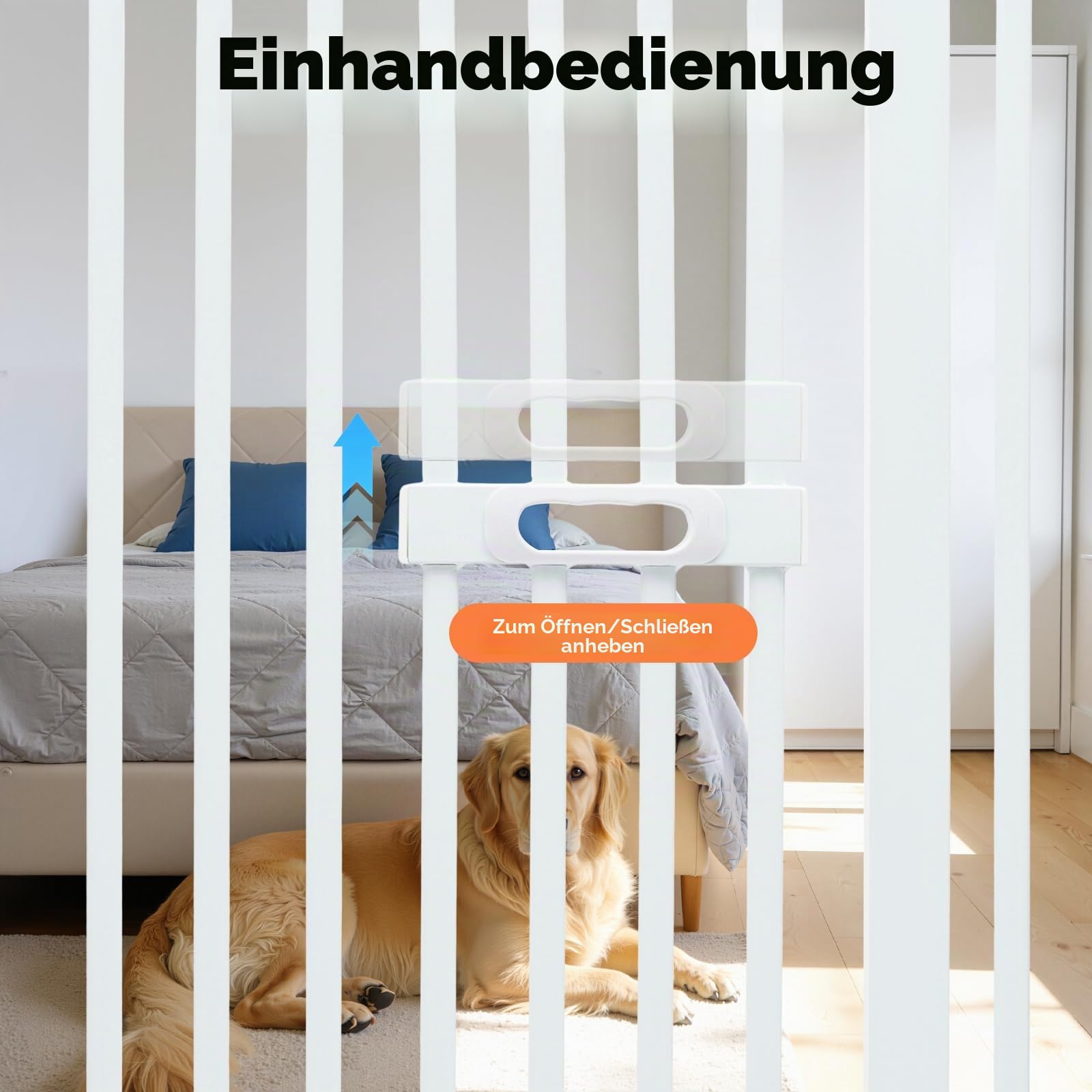 150cm Extra Hoch und Breit Treppenschutzgitter, Weiß Haustiere Schutzgitter, Treppengitter Türschutzgitter für Haustiere, Hunde