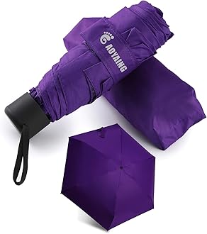 GAOYAING Compact Travel Umbrella with Case Sun & Rain Lightweight Mini Small and Compact Suit for Pocket Royal Purple