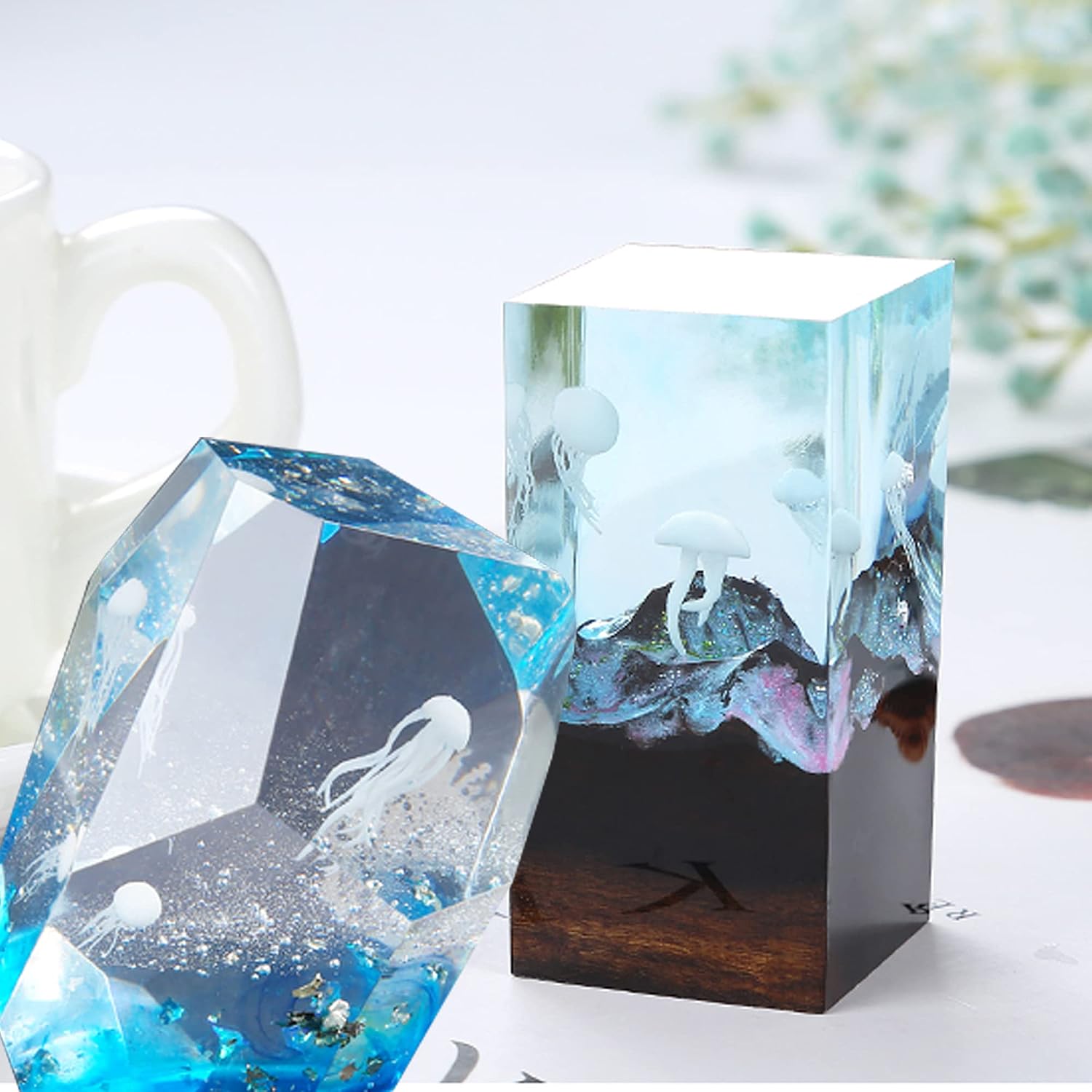 Woohome 20 PCS 3D Mini Jellyfish Mini Whale Resin Mould Filler Resin Casting Moulds Fillers - Image 5