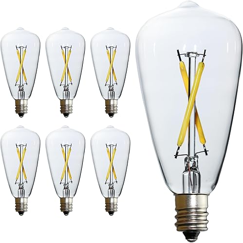 6 bombillas Edison pequeñas, 2 W equivale a 20 W, base de candelabro E12, luz blanca diurna, bombilla LED de vidrio transparente para lámpara