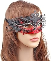 Vista 143 de IETANG - Antifaces venecianos para parejas, baile de máscaras, accesorios de disfraz o fiesta, 1 par Negro