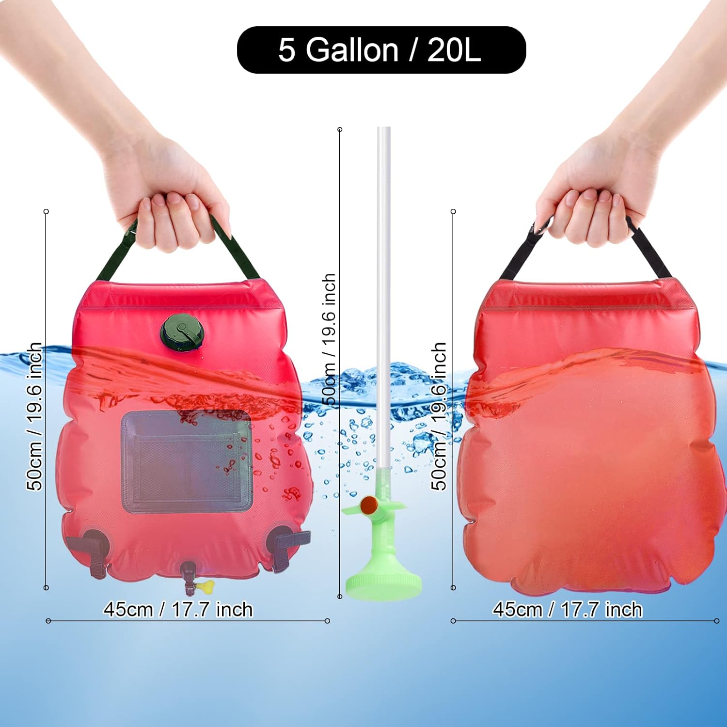 Gohytal Solar Shower Bag, 5 gallons/20L Camping Shower Bag, Solar