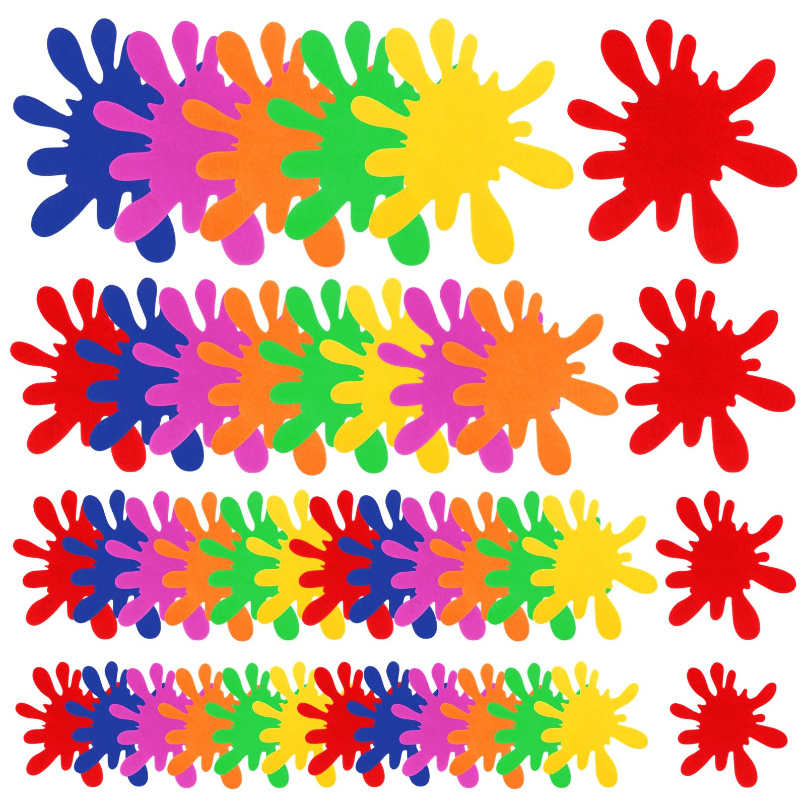 48 Pcs Paint Splatter Felt Cutouts Mats 4 Size Colorful Classroom Decor