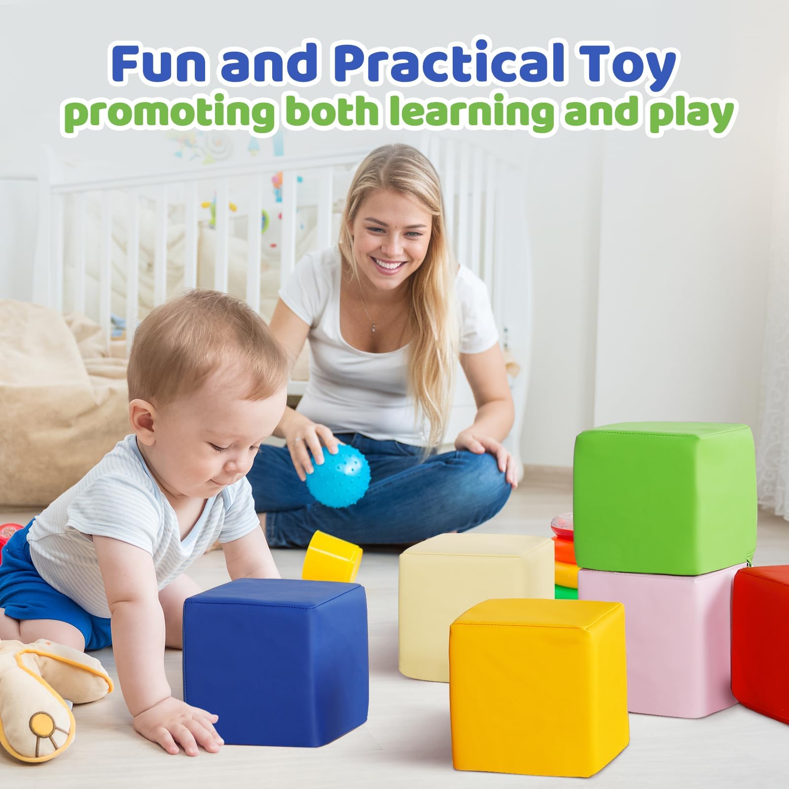 MINENICE Lot de 6 Blocs de Construction Souples en Mousse, Jouets d'Éveil et Motricité pour Bébés 12–36 Mois, Antidérapants MINENICE Lot de 6 Blocs de Construction Souples en Mousse, Jouets d'Éveil et Motricité pour Bébés 12–36 Mois, Antidérapants