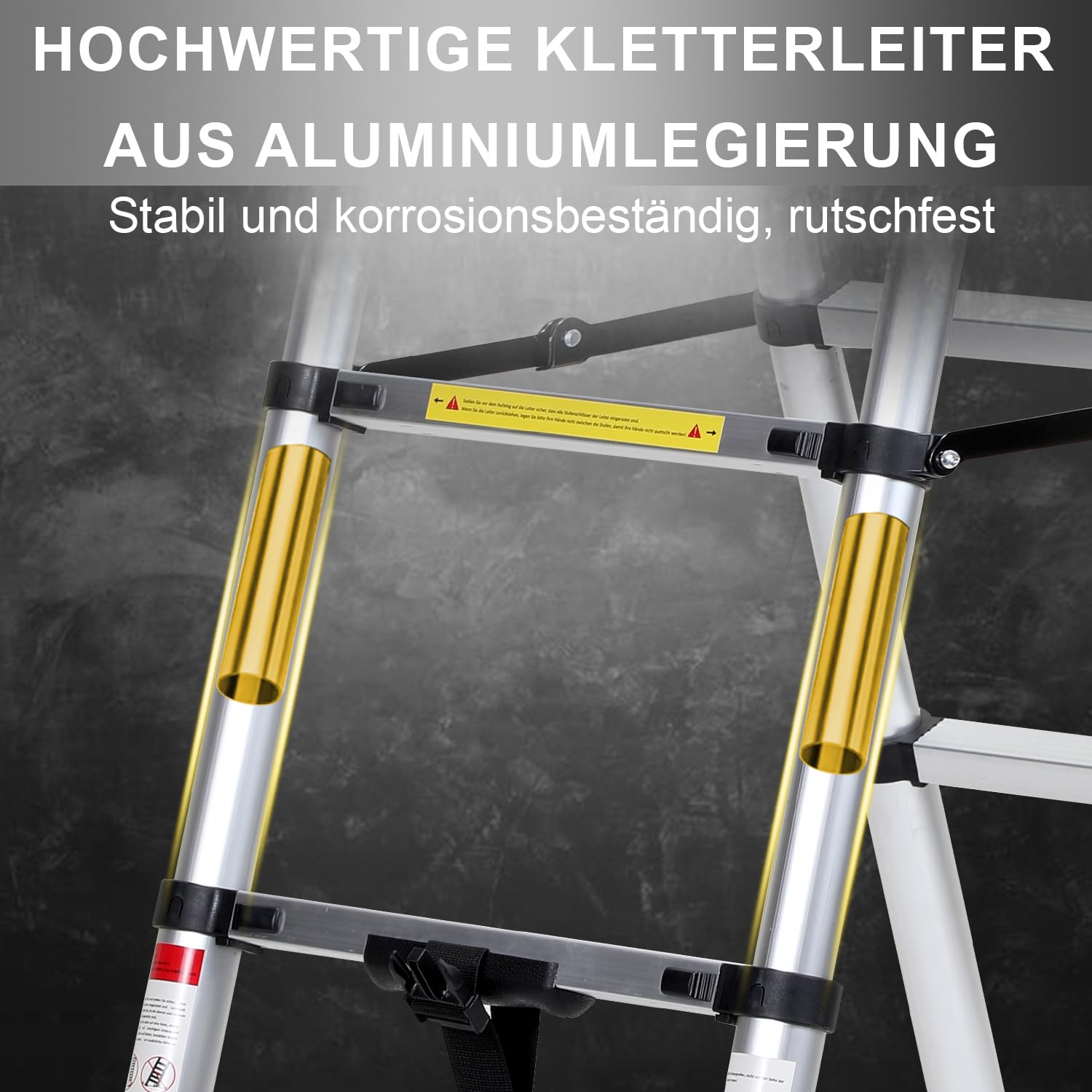 Eulenke Teleskopleiter 1.4m+1.7m Aluminium Trittleiter 4+5 Stufen Tragbare rutschfeste Klappleiter, 150 kg Belastbarkeit Stehleiter, Aluleiter für Drinnen, Draußen, Mehrzweckleiter, Haushaltsleiter