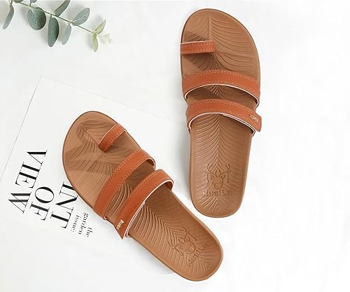 Miniatura 7 de KuaiLu - Sandalias con soporte para fascitis plantar de mujer, sandalias ajustables planas de moda y comodidad, sandalias ortopédicas ligeras y