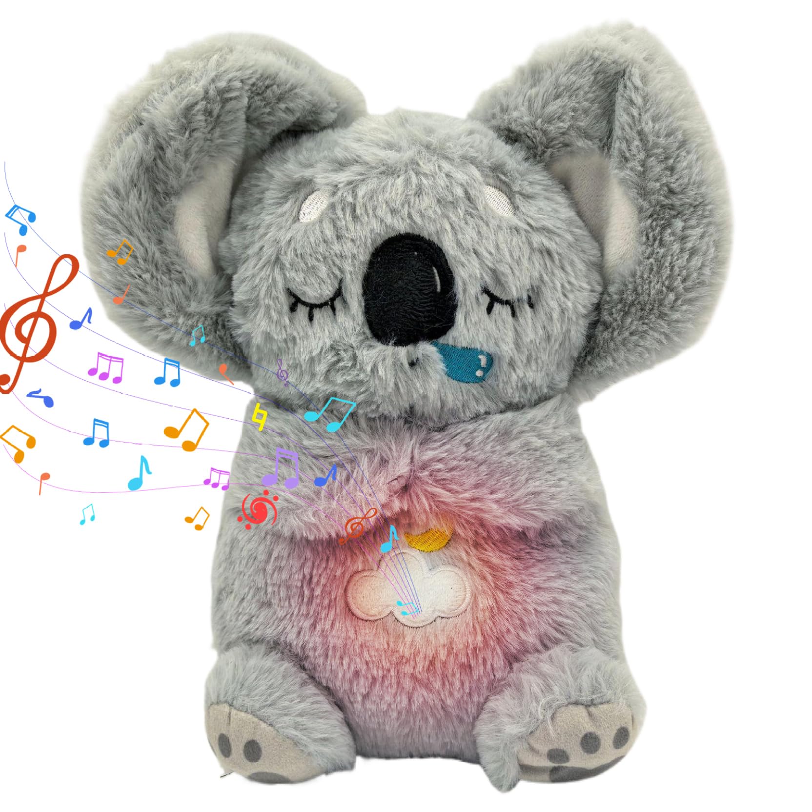 Peluche Koala Respirante Réglable 5 Niveaux – Doux, Lumière & Musique Pour Dormir Tranquillement, Anti-Stress Et Câlin