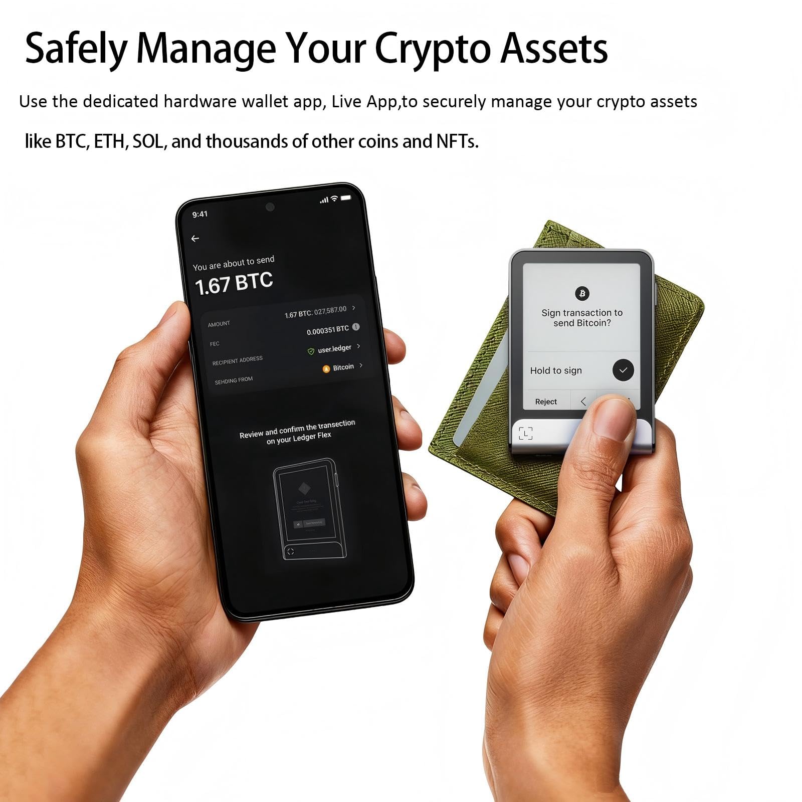 Nano X Crypto Hardware Wallet Bluetooth Cold Wallet mit zertifiziertem Chip für Bitcoin Ethereum 1000+ Münzen NFTs Schwarz