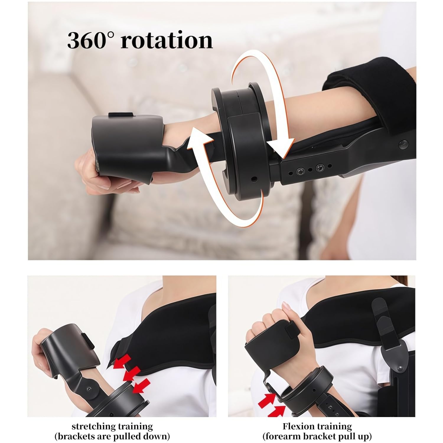 Electric Elbow Rehabilitation Device, Hinged Elbow Support Arm Exerciser for Stroke Hemiplegia Patients(Left)