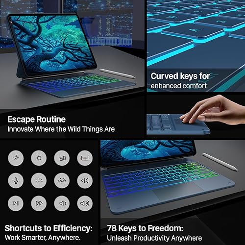 Miniatura 30 de typecase Funda de teclado Edge para iPad Air de 13 pulgadas (M3/M2, 2025/2024) y iPad Pro de 12.9 pulgadas (6ª/5ª/4ª/3ª generación), teclado mágico