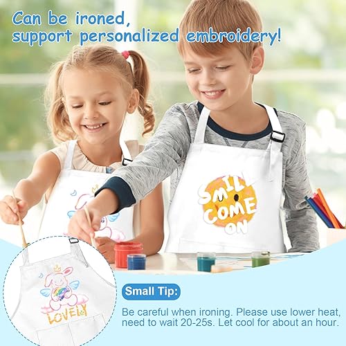 Miniatura 3 de 15 delantales para niños con bolsillos, delantales ajustables para pintura de chef, a granel para niñas y niños de 6 a 13 años, cocinar, hornear,