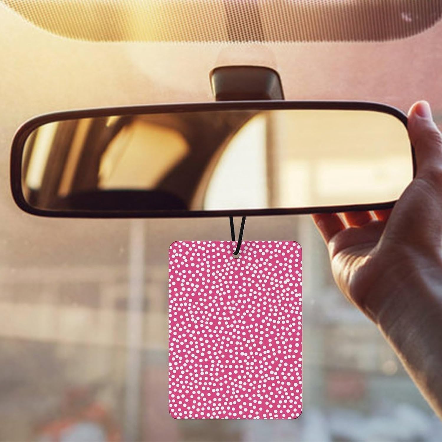 Whitepink Polka Dots Car Air Freshener Hanging Car Scent Cards Decor Interior Accessories
