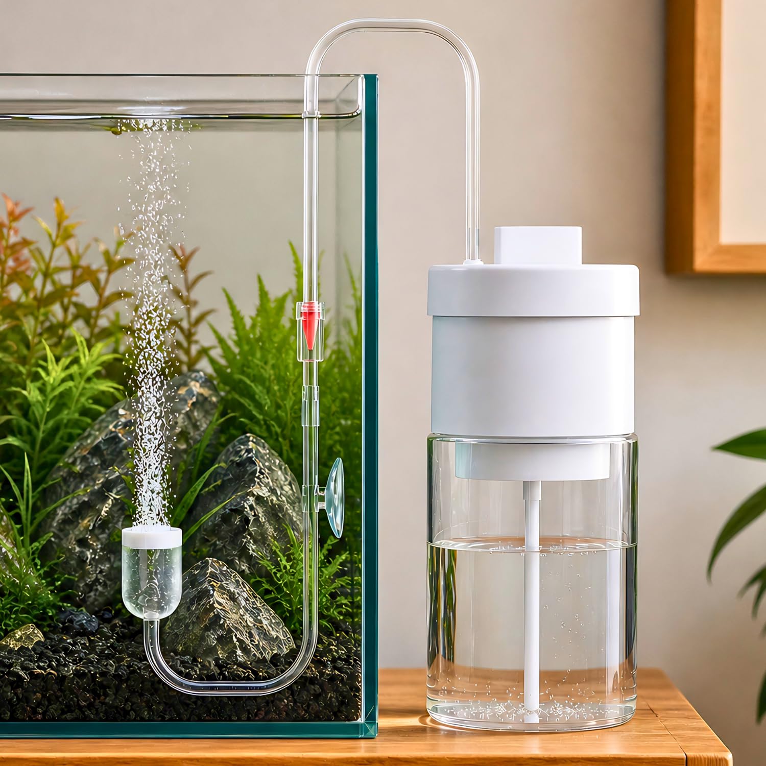 VAYINATO Smart APP Control CO2 Generator Kit for Aquarium Plants | Automatic CO2 System with Glass Diffuser, Bubble Counter, U-Type Tube & Suction Cup | DIY CO2 Supply Kit for Fish Tank Plants-image-16