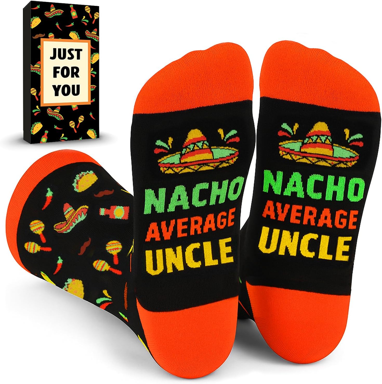 ZAGKOO Gifts for Papa Dad Uncle Grandpa Brother Nephew - Nacho Average Sock | Funny Socks for Men, Women on Christmas, Birthday