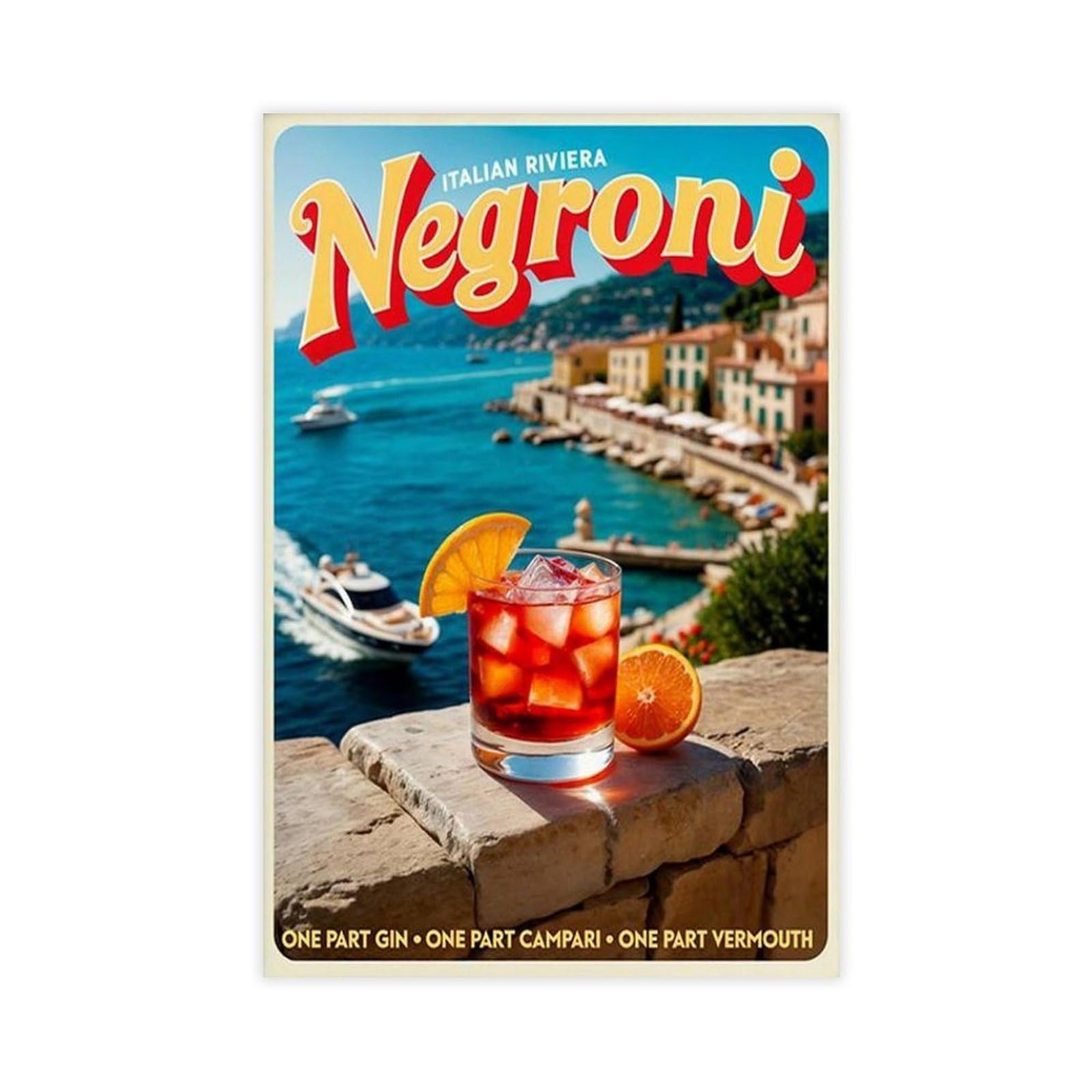 QIOTBVV The Art of Negroni Cocktails Canvas Poster Bedroom Decor Landscape Office Room Decor Gift 24" L X 36" W