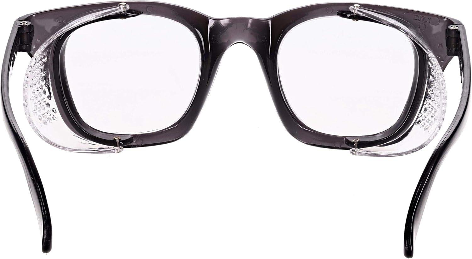 Glass Safety Glasses in Plastic Smoke Gray Safety Frame with Permanent Side Shields, 50mm Eye Size, Clear Glass Lenses