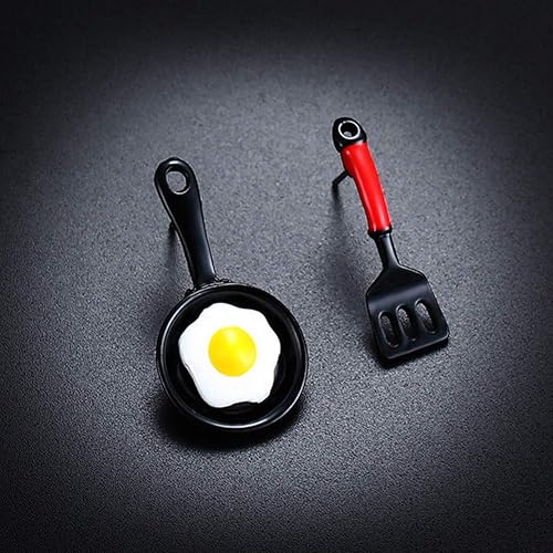 Miniatura 2 de Funny Fried Egg Pan Shovel Women's Asymmetric Stud Earrings Ear Jewelry Gift