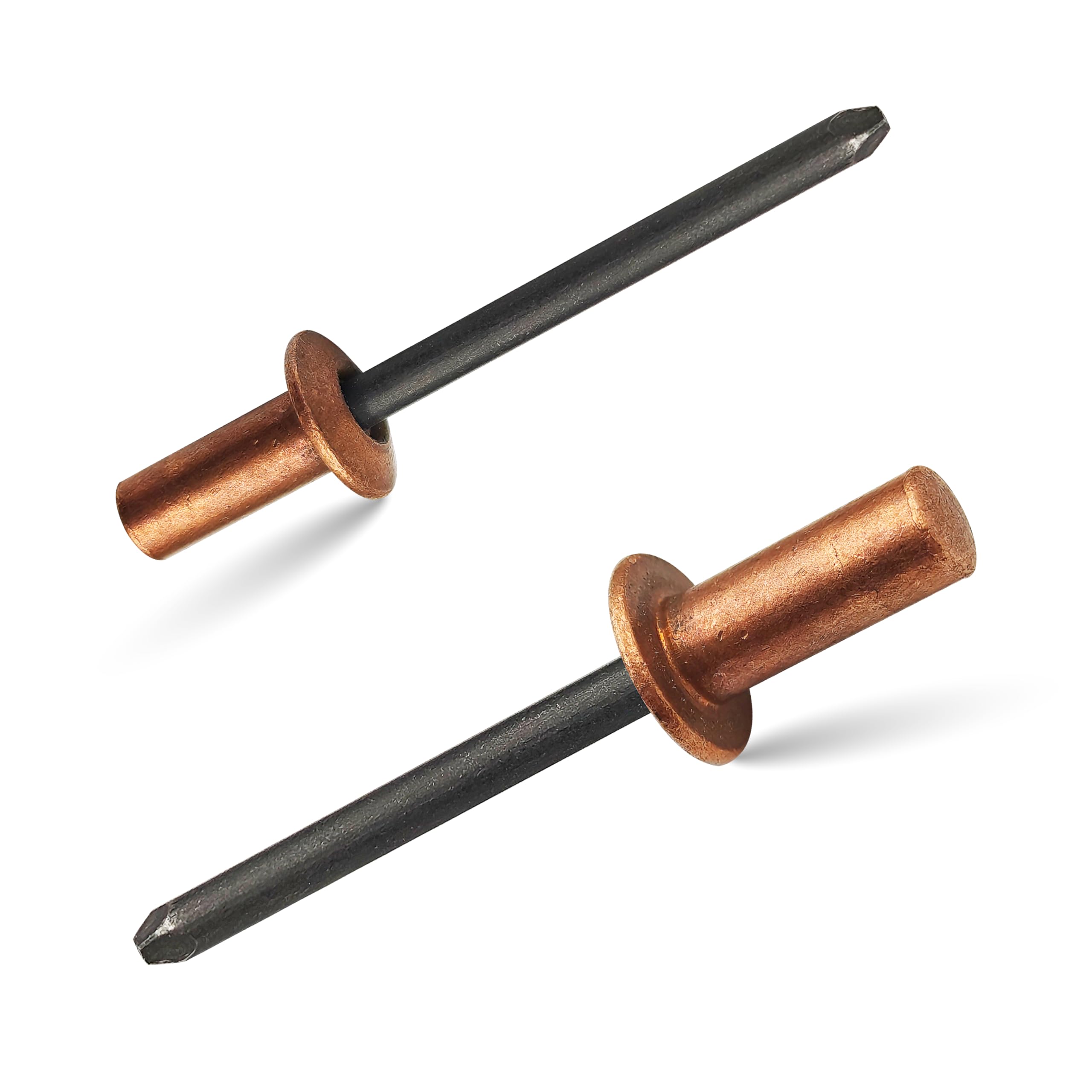 Kit de 60 remaches ciegos Pop impermeables con punta cerrada – 3 tamaños: Ø4,8 x 10/12/16 mm (20 por tamaño) – Cabeza abombada de cobre, portabrocas de acero