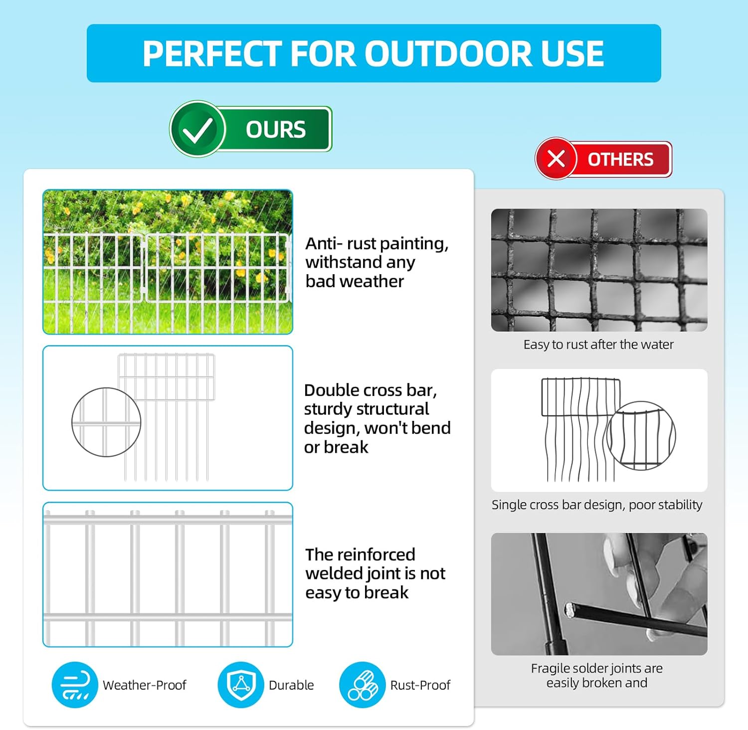 25 Panels Garden Fencing Animal Barrier, 17in (H) X 27ft (L) Dog Dig Fence Barrier, 1.25in Gap Rustproof Metal Stakes Decorative Garden Fence, Ground Defense Border for Outdoor, Yard, Patio, Black ?