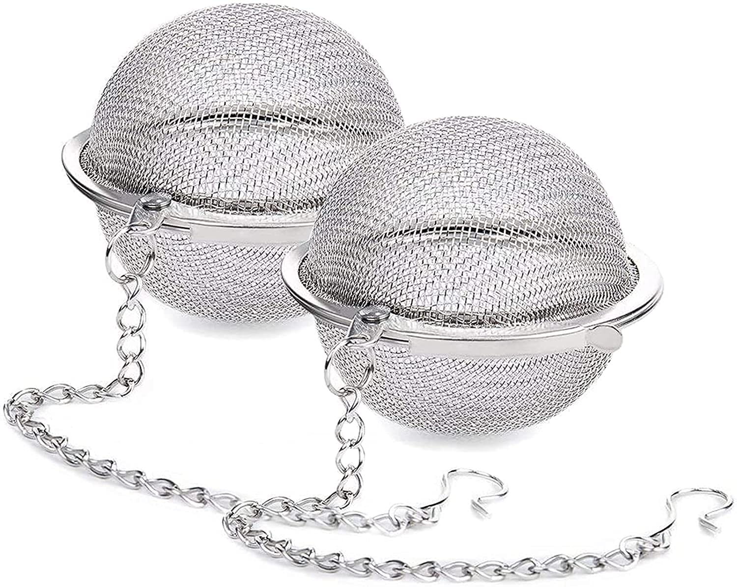VELINEX® Stainless Steel Mesh Tea Ball Infuser, Loose Leaf Strainers for Flower Loose Leaf Tea & Seasoning Spices-Teapot, Cup, Mug, Pot (Large, 2PCS)
