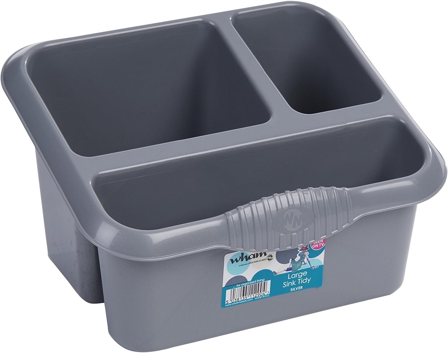 Silver High Grade Large Plastic Sink Tidy Cutlery Drainer Holder Caddy