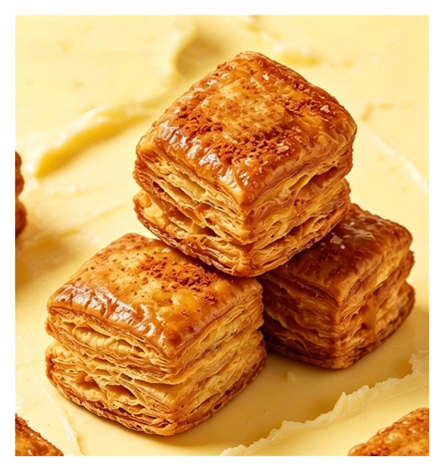 50 g de bocaditos de croissant de mantequilla, rico sabor tostado, una delicia crujiente del tamaño de un bocado(4bag)