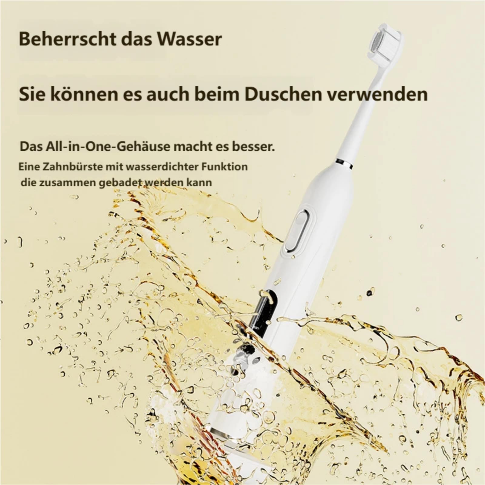 iX Sonic Schallzahnbürste，Tiefenreinigung，mit 3 Modi, 7 Intensitätsstufen, IPX7 wasserdicht, inklusive Ladestation und 4 Bürstenköpfen, wiederaufladbar