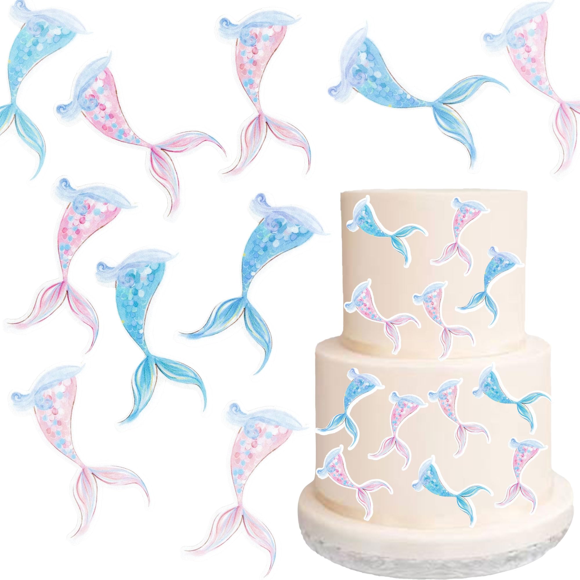 Ephlyn 60Pcs Edible Under The Sea Cupcake Topper Edible Starfish Octopus Crab Jellyfish Dolphin Starfish Seahorse Cupcake Picks for Under the Sea Baby Shower Boys Girls Birthday Party Decorations