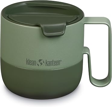 Klean Kanteen 14 oz Rise Mug - Insulated Stainless Steel Coffee & Tea Mug - with Splash-Proof Flip Lid - Climate Lock Vacuum Insulated - BPA-Free Stainless Steel - Dishwasher Safe - Sea Spray